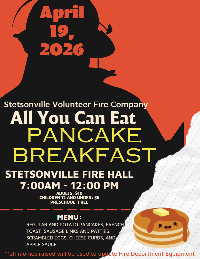 Stetsonville Volunteer Fire Company Pancake Breakfast Flyer 2026